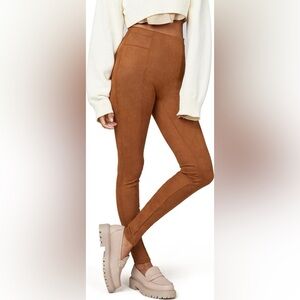 NWT SPANX Faux Suede Leggings Rich Caramel Brown Size XS